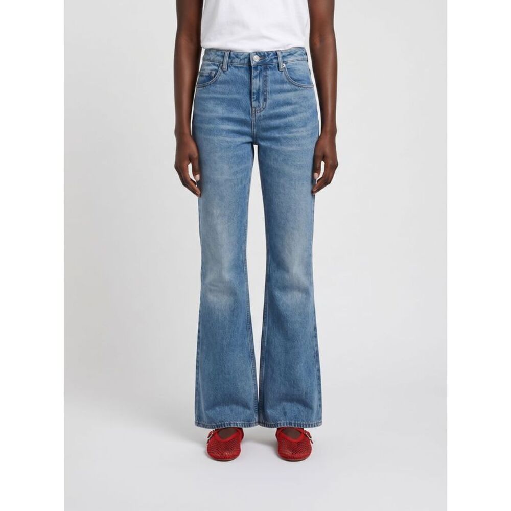 Ami Paris Women Flared Cotton Denim Jeans Ami Paris